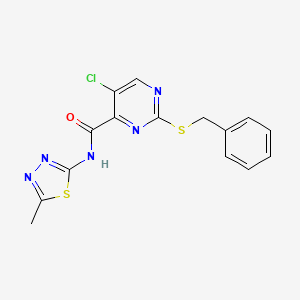 molecular formula C15H12ClN5OS2 B4231774 2-(benzylthio)-5-chloro-N-(5-methyl-1,3,4-thiadiazol-2-yl)-4-pyrimidinecarboxamide 
