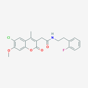 molecular formula C21H19ClFNO4 B4231789 2-(6-chloro-7-methoxy-4-methyl-2-oxo-2H-chromen-3-yl)-N-[2-(2-fluorophenyl)ethyl]acetamide 