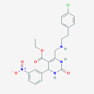 molecular formula C22H23ClN4O5 B4231797 ethyl 6-({[2-(4-chlorophenyl)ethyl]amino}methyl)-4-(3-nitrophenyl)-2-oxo-1,2,3,4-tetrahydro-5-pyrimidinecarboxylate 