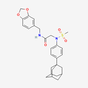 molecular formula C27H32N2O5S B4231808 N~2~-[4-(1-adamantyl)phenyl]-N~1~-(1,3-benzodioxol-5-ylmethyl)-N~2~-(methylsulfonyl)glycinamide 