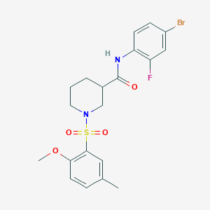 molecular formula C20H22BrFN2O4S B4231825 N-(4-bromo-2-fluorophenyl)-1-[(2-methoxy-5-methylphenyl)sulfonyl]-3-piperidinecarboxamide 