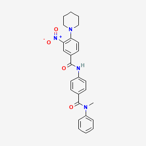 molecular formula C26H26N4O4 B4231827 N-(4-{[methyl(phenyl)amino]carbonyl}phenyl)-3-nitro-4-(1-piperidinyl)benzamide 