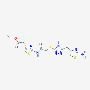 molecular formula C16H19N7O3S3 B4231841 ethyl (2-{[({5-[(2-amino-1,3-thiazol-4-yl)methyl]-4-methyl-4H-1,2,4-triazol-3-yl}thio)acetyl]amino}-1,3-thiazol-4-yl)acetate 