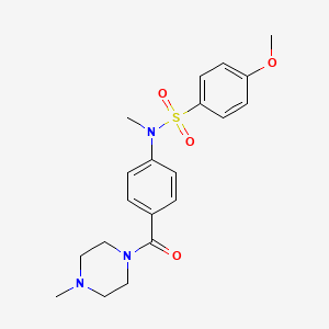 molecular formula C20H25N3O4S B4231852 4-methoxy-N-methyl-N-{4-[(4-methyl-1-piperazinyl)carbonyl]phenyl}benzenesulfonamide 
