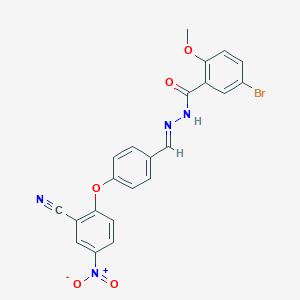 molecular formula C22H15BrN4O5 B423188 5-bromo-N'-(4-{2-cyano-4-nitrophenoxy}benzylidene)-2-methoxybenzohydrazide 