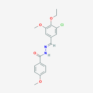 molecular formula C18H19ClN2O4 B423189 N'-(3-chloro-4-ethoxy-5-methoxybenzylidene)-4-methoxybenzohydrazide 