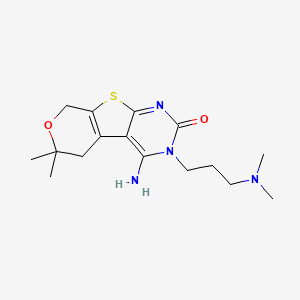 molecular formula C16H24N4O2S B4231908 3-[3-(dimethylamino)propyl]-4-imino-6,6-dimethyl-1,3,4,5,6,8-hexahydro-2H-pyrano[4',3':4,5]thieno[2,3-d]pyrimidin-2-one 