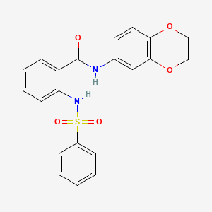 molecular formula C21H18N2O5S B4231911 N-(2,3-dihydro-1,4-benzodioxin-6-yl)-2-[(phenylsulfonyl)amino]benzamide 