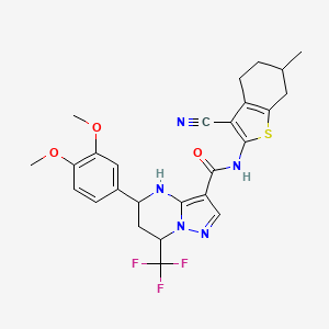N-(3-cyano-6-methyl-4,5,6,7-tetrahydro-1-benzothien-2-yl)-5-(3,4-dimethoxyphenyl)-7-(trifluoromethyl)-4,5,6,7-tetrahydropyrazolo[1,5-a]pyrimidine-3-carboxamide