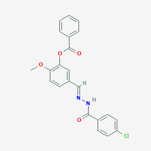 5-[(E)-{2-[(4-chlorophenyl)carbonyl]hydrazinylidene}methyl]-2-methoxyphenyl benzoate