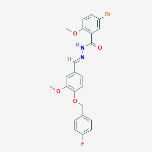 molecular formula C23H20BrFN2O4 B423196 5-bromo-N'-{4-[(4-fluorobenzyl)oxy]-3-methoxybenzylidene}-2-methoxybenzohydrazide 