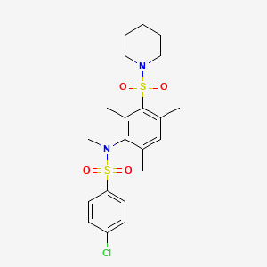 4-chloro-N-methyl-N-[2,4,6-trimethyl-3-(1-piperidinylsulfonyl)phenyl]benzenesulfonamide