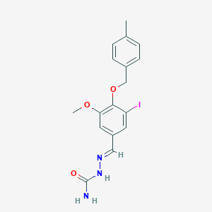 molecular formula C17H18IN3O3 B423197 (2E)-2-{3-iodo-5-methoxy-4-[(4-methylbenzyl)oxy]benzylidene}hydrazinecarboxamide 
