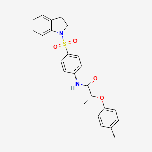 molecular formula C24H24N2O4S B4231979 N-[4-(2,3-dihydro-1H-indol-1-ylsulfonyl)phenyl]-2-(4-methylphenoxy)propanamide 