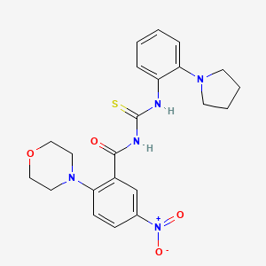 molecular formula C22H25N5O4S B4231988 2-(4-morpholinyl)-5-nitro-N-({[2-(1-pyrrolidinyl)phenyl]amino}carbonothioyl)benzamide 