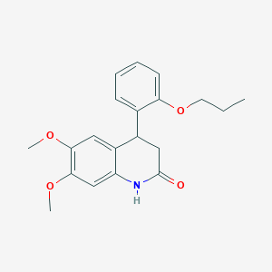 molecular formula C20H23NO4 B4232013 6,7-dimethoxy-4-(2-propoxyphenyl)-3,4-dihydro-2(1H)-quinolinone 