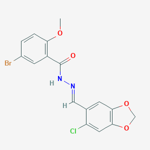 molecular formula C16H12BrClN2O4 B423205 5-bromo-N'-[(6-chloro-1,3-benzodioxol-5-yl)methylene]-2-methoxybenzohydrazide 