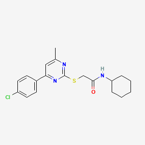 2-{[4-(4-chlorophenyl)-6-methyl-2-pyrimidinyl]thio}-N-cyclohexylacetamide