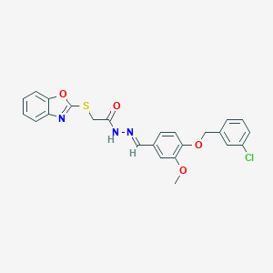 molecular formula C24H20ClN3O4S B423207 2-(1,3-benzoxazol-2-ylsulfanyl)-N'-{4-[(3-chlorobenzyl)oxy]-3-methoxybenzylidene}acetohydrazide 
