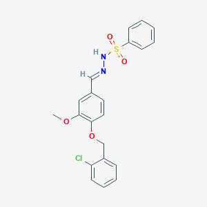 molecular formula C21H19ClN2O4S B423208 N'-{4-[(2-chlorobenzyl)oxy]-3-methoxybenzylidene}benzenesulfonohydrazide 