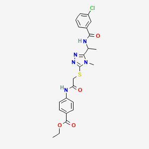 ethyl 4-({[(5-{1-[(3-chlorobenzoyl)amino]ethyl}-4-methyl-4H-1,2,4-triazol-3-yl)thio]acetyl}amino)benzoate