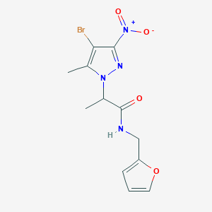 molecular formula C12H13BrN4O4 B4232125 2-(4-bromo-5-methyl-3-nitro-1H-pyrazol-1-yl)-N-(2-furylmethyl)propanamide 