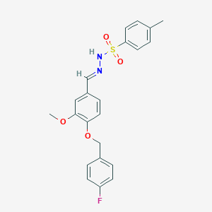 molecular formula C22H21FN2O4S B423214 N'-{4-[(4-fluorobenzyl)oxy]-3-methoxybenzylidene}-4-methylbenzenesulfonohydrazide 