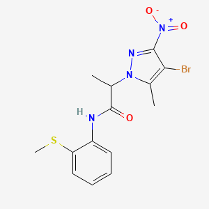 molecular formula C14H15BrN4O3S B4232146 2-(4-bromo-5-methyl-3-nitro-1H-pyrazol-1-yl)-N-[2-(methylthio)phenyl]propanamide 