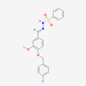 molecular formula C21H19FN2O4S B423215 N'-{4-[(4-fluorobenzyl)oxy]-3-methoxybenzylidene}benzenesulfonohydrazide 