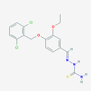 molecular formula C17H17Cl2N3O2S B423217 (2E)-2-{4-[(2,6-dichlorobenzyl)oxy]-3-ethoxybenzylidene}hydrazinecarbothioamide 