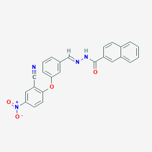molecular formula C25H16N4O4 B423218 N'-(3-{2-cyano-4-nitrophenoxy}benzylidene)-2-naphthohydrazide 