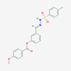 molecular formula C22H20N2O5S B423223 3-[(E)-{2-[(4-methylphenyl)sulfonyl]hydrazinylidene}methyl]phenyl 4-methoxybenzoate 