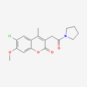 6-chloro-7-methoxy-4-methyl-3-[2-oxo-2-(1-pyrrolidinyl)ethyl]-2H-chromen-2-one