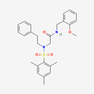 molecular formula C27H32N2O4S B4232290 N~2~-(mesitylsulfonyl)-N~1~-(2-methoxybenzyl)-N~2~-(2-phenylethyl)glycinamide 
