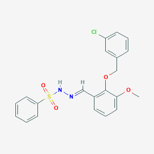 molecular formula C21H19ClN2O4S B423230 N'-{2-[(3-chlorobenzyl)oxy]-3-methoxybenzylidene}benzenesulfonohydrazide 