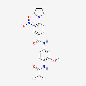 molecular formula C22H26N4O5 B4232316 N-[4-(isobutyrylamino)-3-methoxyphenyl]-3-nitro-4-(1-pyrrolidinyl)benzamide 