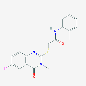 molecular formula C18H16IN3O2S B4232349 2-[(6-iodo-3-methyl-4-oxo-3,4-dihydro-2-quinazolinyl)thio]-N-(2-methylphenyl)acetamide 