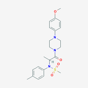 molecular formula C22H29N3O4S B4232356 N-{2-[4-(4-methoxyphenyl)-1-piperazinyl]-1-methyl-2-oxoethyl}-N-(4-methylphenyl)methanesulfonamide 