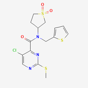 molecular formula C15H16ClN3O3S3 B4232363 5-chloro-N-(1,1-dioxidotetrahydro-3-thienyl)-2-(methylthio)-N-(2-thienylmethyl)-4-pyrimidinecarboxamide 