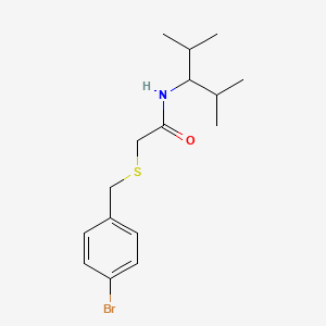 molecular formula C16H24BrNOS B4232367 2-[(4-bromobenzyl)thio]-N-(1-isopropyl-2-methylpropyl)acetamide 