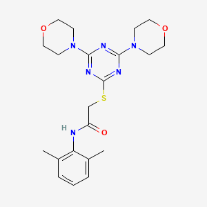 molecular formula C21H28N6O3S B4232389 N-(2,6-dimethylphenyl)-2-[(4,6-di-4-morpholinyl-1,3,5-triazin-2-yl)thio]acetamide 