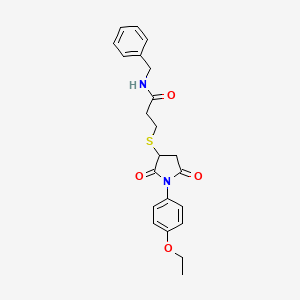 molecular formula C22H24N2O4S B4232398 N-benzyl-3-{[1-(4-ethoxyphenyl)-2,5-dioxo-3-pyrrolidinyl]thio}propanamide 