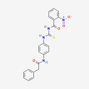 molecular formula C22H18N4O4S B4232405 2-nitro-N-[({4-[(phenylacetyl)amino]phenyl}amino)carbonothioyl]benzamide 