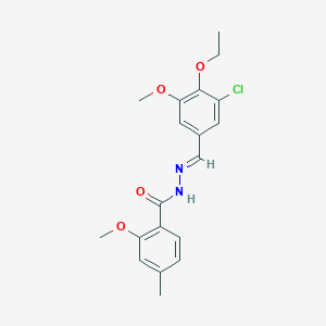 molecular formula C19H21ClN2O4 B423242 N'-(3-chloro-4-ethoxy-5-methoxybenzylidene)-2-methoxy-4-methylbenzohydrazide 