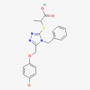 molecular formula C19H18BrN3O3S B4232424 2-({4-benzyl-5-[(4-bromophenoxy)methyl]-4H-1,2,4-triazol-3-yl}thio)propanoic acid 