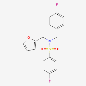 molecular formula C18H15F2NO3S B4232437 4-fluoro-N-(4-fluorobenzyl)-N-(2-furylmethyl)benzenesulfonamide 