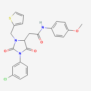 molecular formula C23H20ClN3O4S B4232448 2-[1-(3-chlorophenyl)-2,5-dioxo-3-(2-thienylmethyl)-4-imidazolidinyl]-N-(4-methoxyphenyl)acetamide 