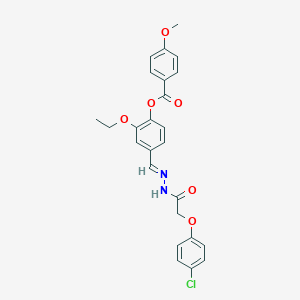 molecular formula C25H23ClN2O6 B423245 4-{2-[(4-Chlorophenoxy)acetyl]carbohydrazonoyl}-2-ethoxyphenyl 4-methoxybenzoate 