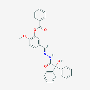 molecular formula C29H24N2O5 B423246 5-[(E)-{2-[hydroxy(diphenyl)acetyl]hydrazinylidene}methyl]-2-methoxyphenyl benzoate 