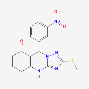 molecular formula C16H15N5O3S B4232463 2-(methylthio)-9-(3-nitrophenyl)-5,6,7,9-tetrahydro[1,2,4]triazolo[5,1-b]quinazolin-8(4H)-one 